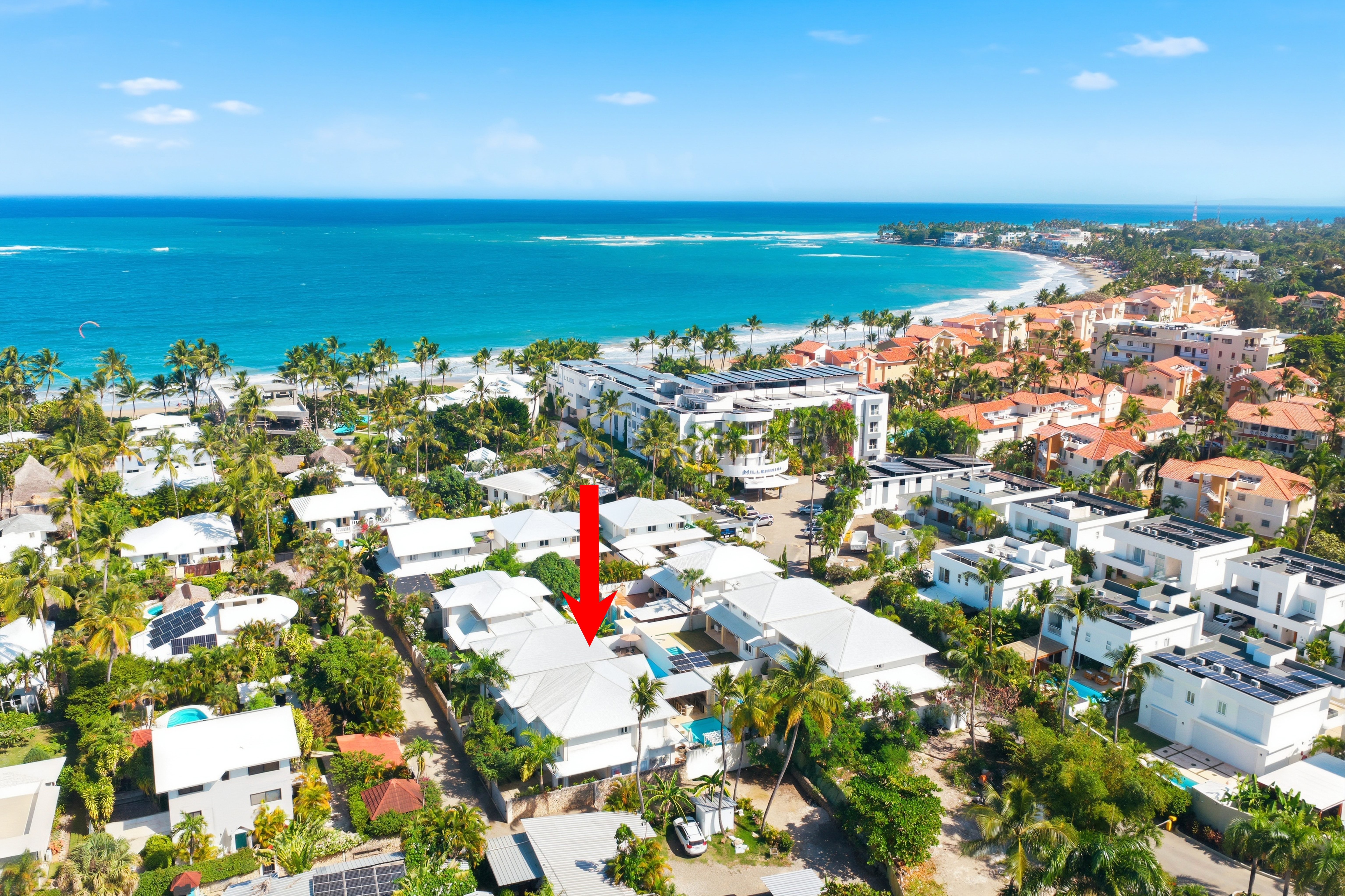 Aerial drone view of Cabarete's coastline — your destination awaits